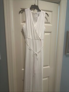 Madewell White Sleeveless Wrap-Front Jumpsuit